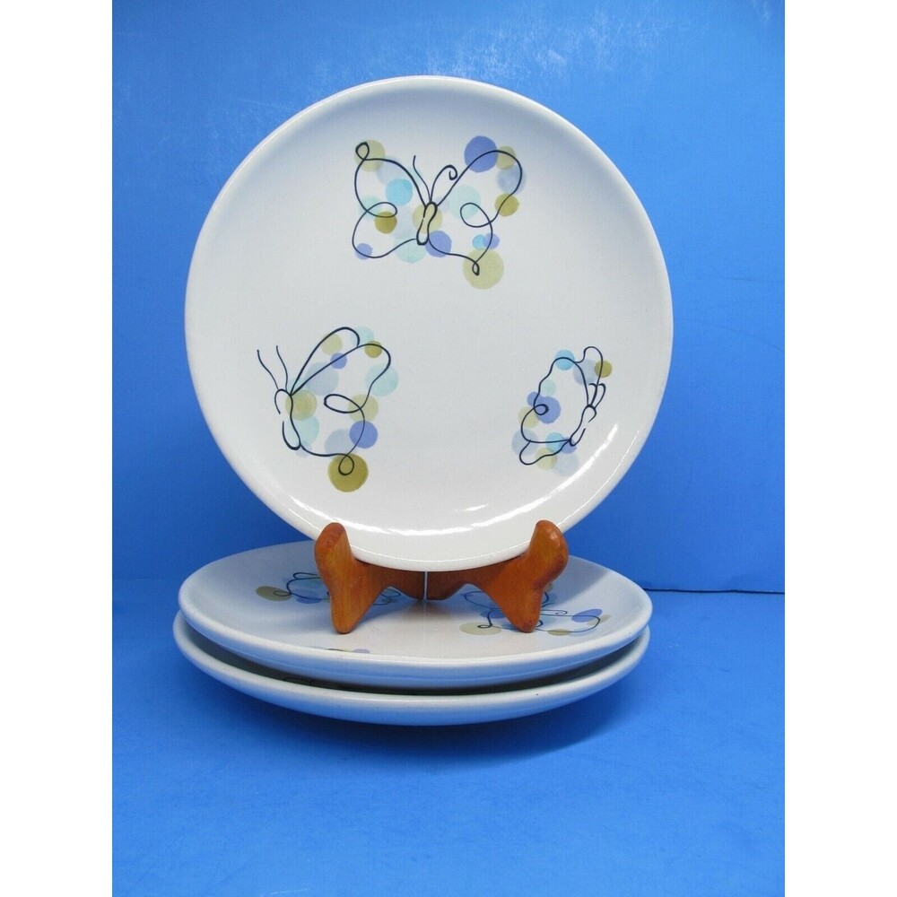 Pottery Barn Butterfly 8" Salad Dessert Plates Bundle of 3